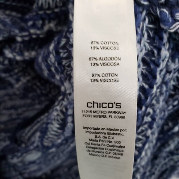 Chico's Anniston Blue Striped Fringe Long Sleeve Cardigan Women's Sz 0 NWT - Picture 6 of 7